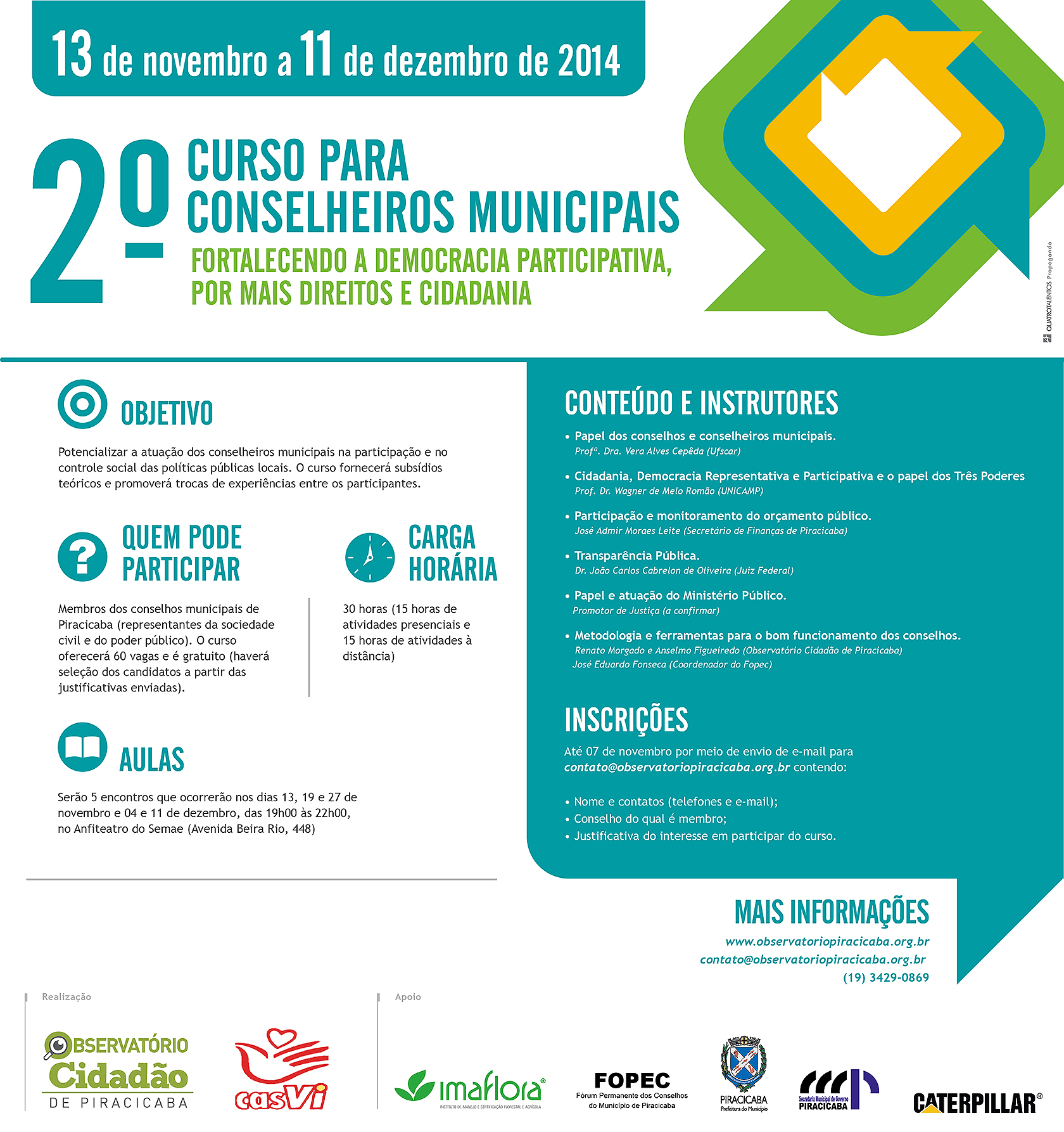 2º Curso para Conselheiros Municipais está com inscrições abertas